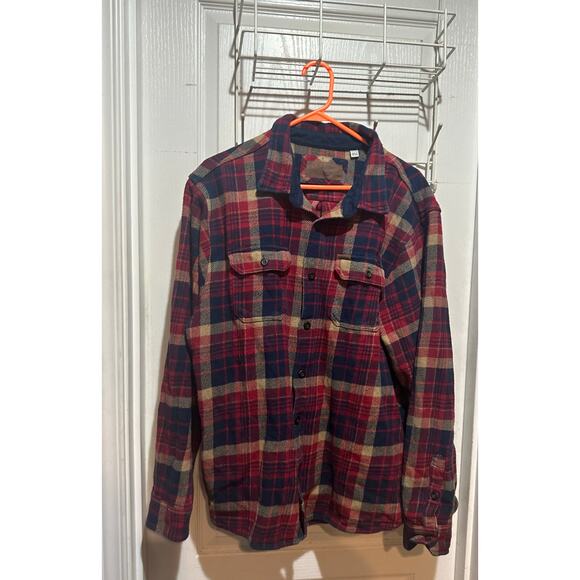 Orvis Flannel Plaid Shirt Sz XXL Red Navy Grunge with Pockets Men's - Picture 1 of 6